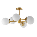 Bistro 6-Light Satin Brass Chandelier with LED Bulbs Included C3766SWSBR