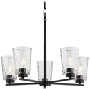 Mauzy Collection 5-Light Matte Black Transitional Chandelier with Clear Water Glass Shade for Dining Room
