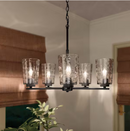 Mauzy Collection 5-Light Matte Black Transitional Chandelier with Clear Water Glass Shade for Dining Room