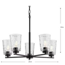 Mauzy Collection 5-Light Matte Black Transitional Chandelier with Clear Water Glass Shade for Dining Room