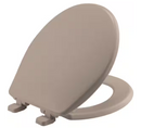 BEMIS Kimball Round Soft-Close Never-Loosens Plastic Toilet Seat in Fawn Beige