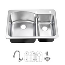 Glacier Bay Bratten 33 in. Drop-In 60/40 Double Bowl 18 Gauge Stainless Steel Kitchen Sink with Pull-Down Faucet