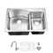 Glacier Bay Bratten 33 in. Drop-In 60/40 Double Bowl 18 Gauge Stainless Steel Kitchen Sink with Pull-Down Faucet