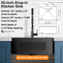 25 in. Drop-in Single Bowl 18 Gauge Black Stainless Steel Kitchen Sink