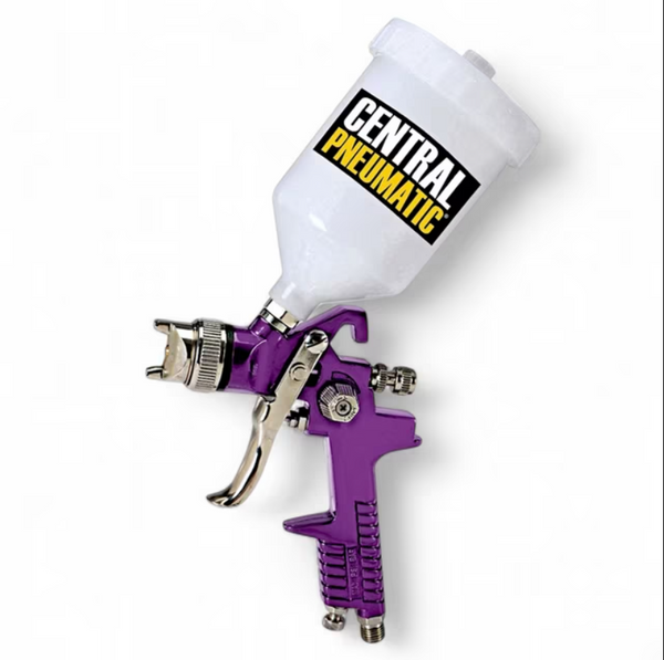 CENTRAL PNEUMATIC 20 oz. HVLP Gravity Feed Air Spray Gun -1-3 HP Compressor with Adjustable Fan Pattern & fluid Control