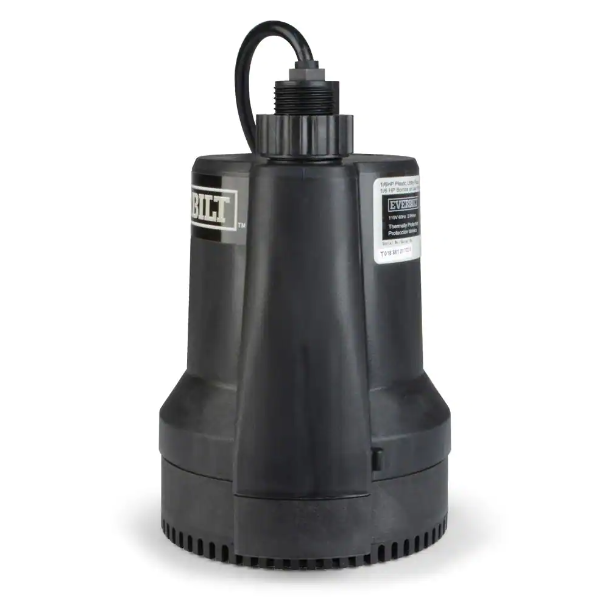 Everbilt 1/6 HP Plastic Submersible Utility Pump.