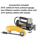 PITTSBURGH 12V 150 PSI Compact Air Compressor with 1.35 CFM Airflow & Overload Protection for Motorcycles, Quads, Cars, and Off-Road Tires.