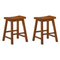Nisky 17 in. Oak Finish Solid Wood Dining Stool with Wood Seat (Set of 2)