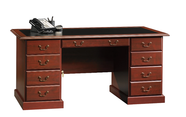 Sauder Heritage Hill 65"W Double-Pedestal Desk, Classic Cherry. In box