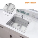 Glacier Bay 25 in. Drop-In Single Bowl 20 Gauge Stainless Steel Kitchen Sink with Pull-Out Faucet