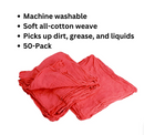 Mechanics Shop Towels 50-Pack, 14x13 Inches, Reusable and Washable, 100% Cotton Cleaning Cloths – Ideal for Mechanics, Garages, Auto Body Shops, and Bar Mops.
