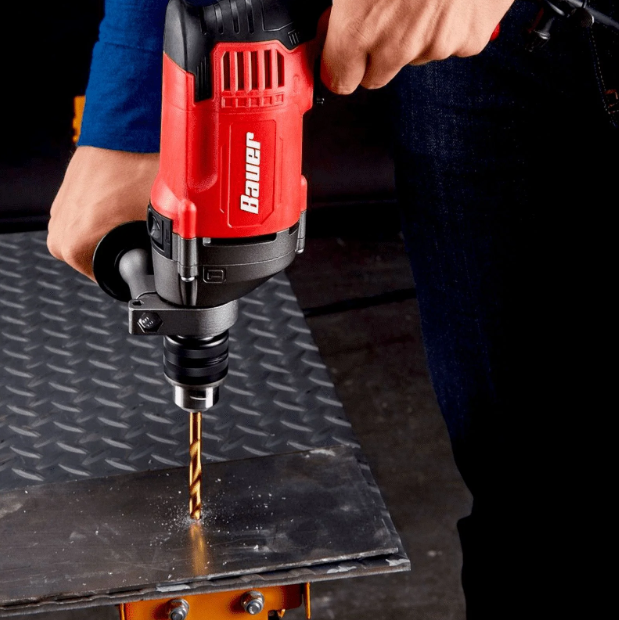 NEW BAUER  7.5 Amp 1/2 Inch Variable-Speed Electric Hammer Drill with 2800 RPM, Red