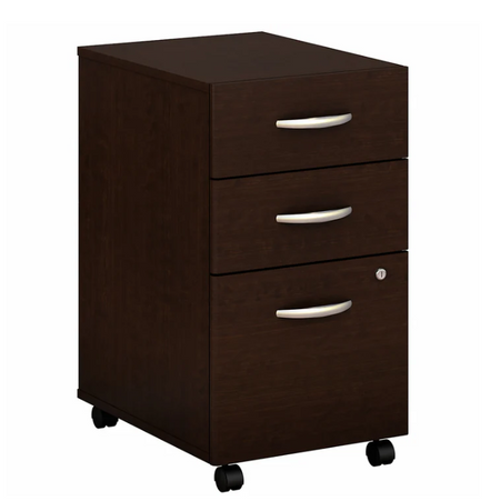 Bush Business Furniture Components 21"D Vertical 3-Drawer Mobile File Cabinet, Mocha Cherry, Standard Delivery – Partially Assembled