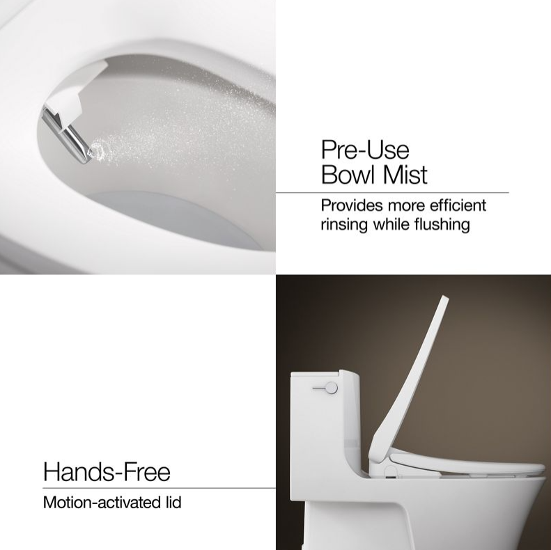KOHLER PureWash E815 Elongated Heated Bidet Toilet Seat with Remote, Warm Water, Air Dryer, Deodorizer & Self-Cleaning Nozzle - White