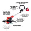 12 Inch String Trimmer 20Volt Cordless Battery Operated Garden Lawn Weed Cutter, Red – (Tool Only)