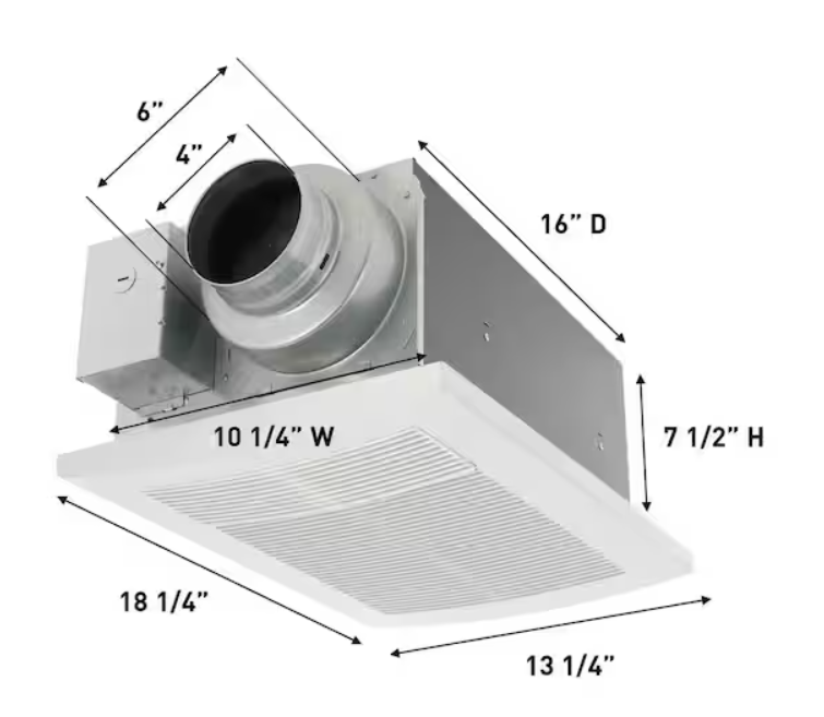WhisperWarm DC 50-80-110 CFM Ceiling Bathroom Exhaust Fan with Heater