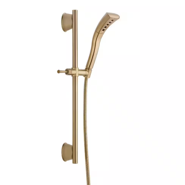 H2Okinetic Gold 1-Spray Patterns 1.75 GPM 2.3 in. Wall Mount Handheld Shower Head with Slide Bar in Champagne Bronze