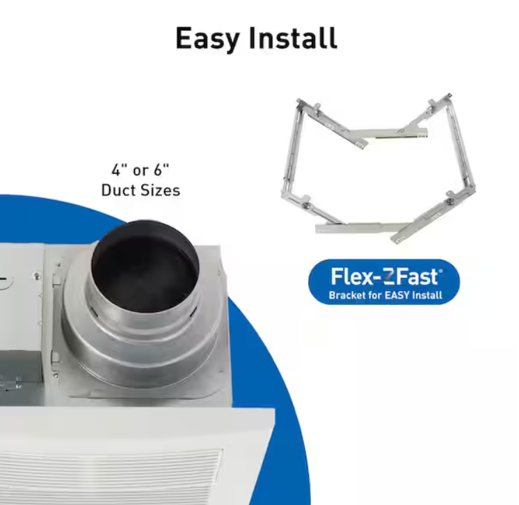 WhisperWarm DC 50-80-110 CFM Ceiling Bathroom Exhaust Fan with Heater