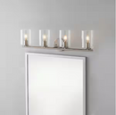 Hampton Bay Champlain 31.5 in. 4-Light Brushed Nickel Modern Bathroom Vanity Light with Clear Glass Shades
