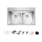 Zero Radius 33 in. Drop-In 50/50 Double Bowl 18 Gauge Stainless Steel Kitchen Sink with Accessories