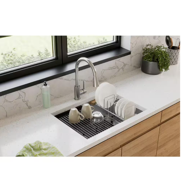 Elkay Crosstown 26 in. Undermount Single Bowl 18-Gauge Stainless Steel Kitchen Workstation Sink Kit w/Accessories