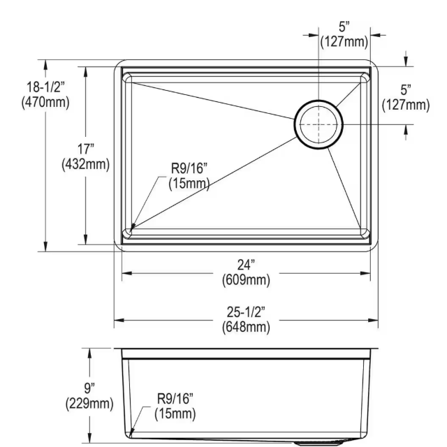 Elkay Crosstown 26 in. Undermount Single Bowl 18-Gauge Stainless Steel Kitchen Workstation Sink Kit w/Accessories
