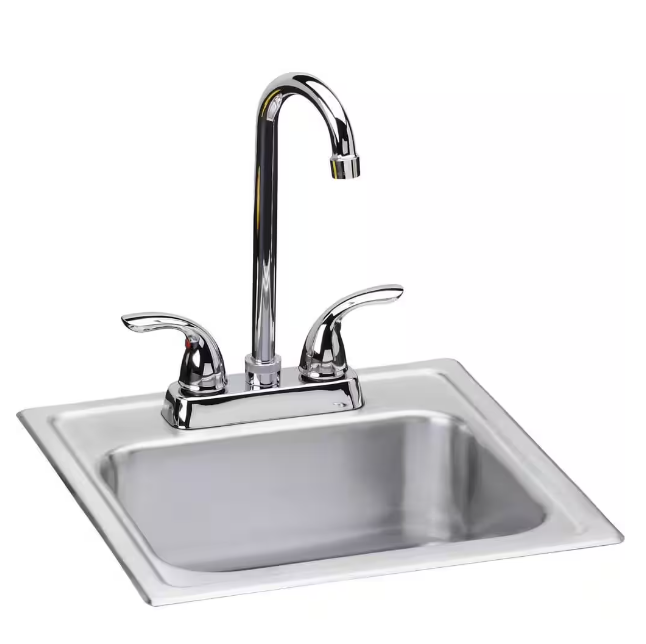 Elkay 15in. Drop-in 1 Bowl 20 Gauge Durable Satin Stainless Steel Sink With Faucet