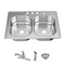 Glacier Bay 33 in. Drop-In 50/50 Double Bowl 20 Gauge Stainless Steel Kitchen Sink with Faucet and Sprayer