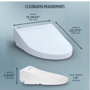 TOTO® WASHLET® C5 Electronic Bidet Toilet Seat with PREMIST and EWATER+ Wand Cleaning, Elongated, Cotton White - SW3084
