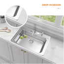 Glacier Bay33 in. Drop-In Single Bowl 20 Gauge Stainless Steel Kitchen Sink.