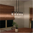 Mauzy Collection 5-Light Matte Black Transitional Linear Chandelier with Clear Water Glass Shade for Dining Room