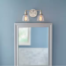 Home Decorators Collection Evelyn 16.25 in. 2-Light Brushed Nickel Industrial Vanity with Clear Glass Shades