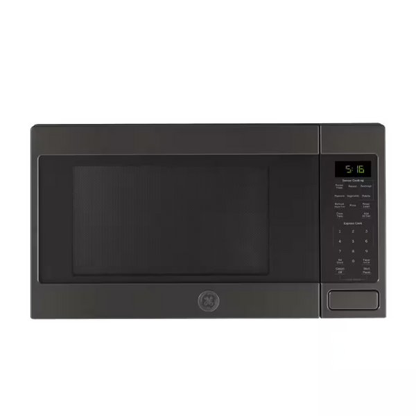 GE 1.6 cu. ft. 1550-Watt Countertop Microwave in Black Stainless Steel