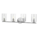 Hampton Bay Champlain 31.5 in. 4-Light Brushed Nickel Modern Bathroom Vanity Light with Clear Glass Shades