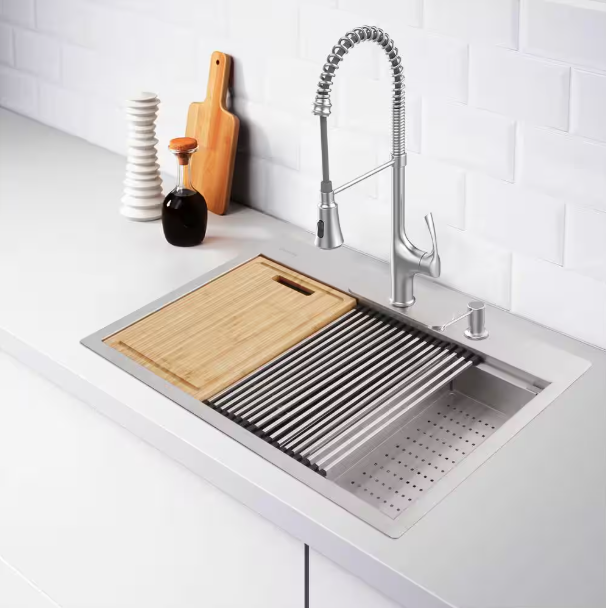 Zero Radius 33 in. Drop-In 50/50 Double Bowl 18 Gauge Stainless Steel Kitchen Sink with Accessories