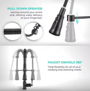 AKDY All-in-One Matte Black Finished Stainless Steel 33 in. x 22 in. Single Bowl Drop-in Kitchen Sink with Spring Neck Faucet