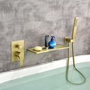 Aurora Decor AcaD Single-Handle Wall Mount Roman Tub Faucet with Hand Shower in Brushed Gold (Valve Included)