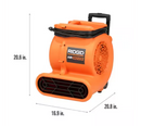 RIDGID 1625 CFM 3-Speed, Portable AM2560 Air Mover Blower Fan with Collapsible Handle, Rear Wheels, Water Damage Restoration