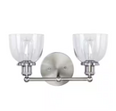 Home Decorators Collection Evelyn 16.25 in. 2-Light Brushed Nickel Industrial Vanity with Clear Glass Shades