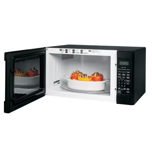 GE 2.0 cu. ft. 1200-Watt Countertop Microwave in Black with One Touch Cooking