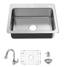 Glacier Bay Bratten 25 in. Drop-In Single Bowl 18 Gauge Stainless Steel Kitchen Sink with Pull-Down Faucet
