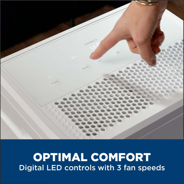 GE® 50 Pint Portable Dehumidifier with Smart Dry for Wet Spaces
