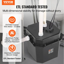 VEVOR Utility Sink Pump 1/3 HP 120 V 2900 GPH 25 ft. 6 Gal. Submersible Under-Sink Sump Pump System with 1-1/2 in. NPT Outlet