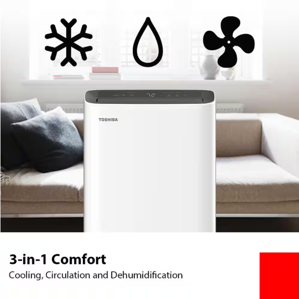 Toshiba Portable Air Conditioner 6,000 BTU (10,000 BTU ASHRAE) 115-Volt Smart Wi-Fi Portable Air Conditioner for upto 250 sq. ft