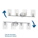 Hampton Bay Champlain 31.5 in. 4-Light Brushed Nickel Modern Bathroom Vanity Light with Clear Glass Shades