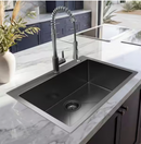 Glacier Bay 33 in. Drop-In Single Bowl 18 Gauge Gunmetal Black Stainless Steel Kitchen Sink with Black Spring Neck Faucet