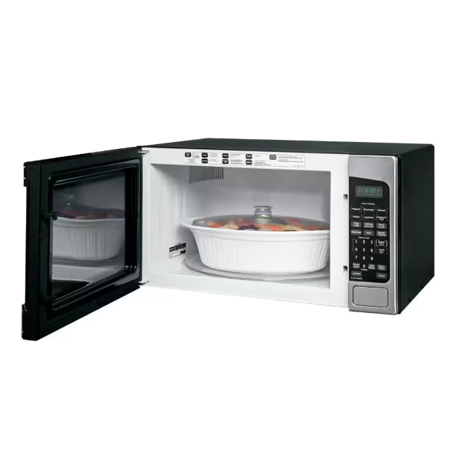 GE 2.0 cu. ft. 1200-Watt Countertop Microwave in Black Stainless Steel