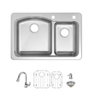 Glacier Bay Bratten 33 in. Drop-In 60/40 Double Bowl 18 Gauge Stainless Steel Kitchen Sink with Pull-Down Faucet