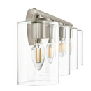 Hampton Bay Champlain 31.5 in. 4-Light Brushed Nickel Modern Bathroom Vanity Light with Clear Glass Shades