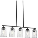 Mauzy Collection 5-Light Matte Black Transitional Linear Chandelier with Clear Water Glass Shade for Dining Room